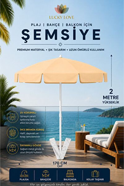 Lucky Love Plaj Bahçe Balkon İçin Şemsiye İnce Branda Kumaş - 2 Metre Yüksekl...