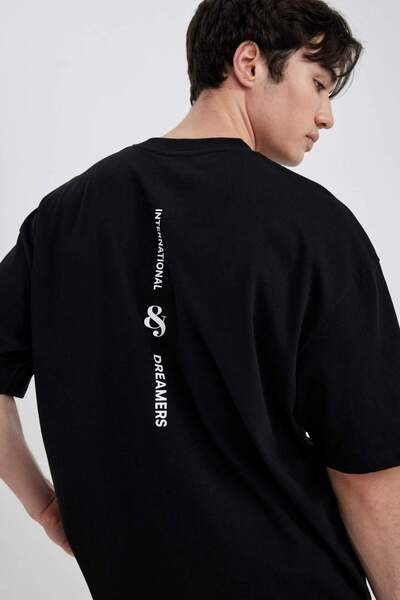 DeFacto Tricou oversize cu mânecă scurtă, cu decolteu lat, imprimat C2134ax24sm