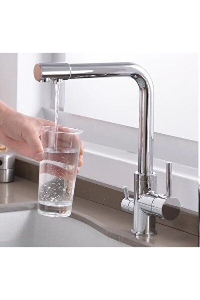 FAWER Faucet & Shower Arıtmalı Lüx 3 Yollu Krom Mutfak Eviye Bataryası 5 Yıl ...