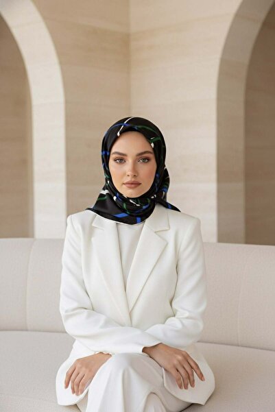 Vissona 100% حرير طويل مخطط بنمط مخطط S أزرق بلون الكوبالت أخضر زمردي اللون 9...