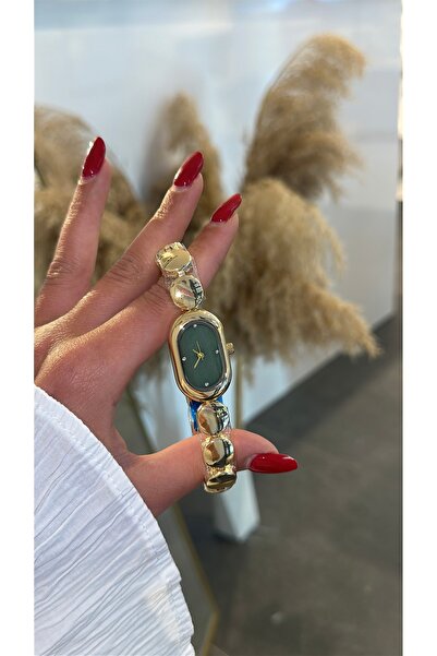 GLARE JEWELRY CO ساعة يد نسائية فاخرة بتفاصيل داخلية خضراء، هيكل صغير، قرص دا...