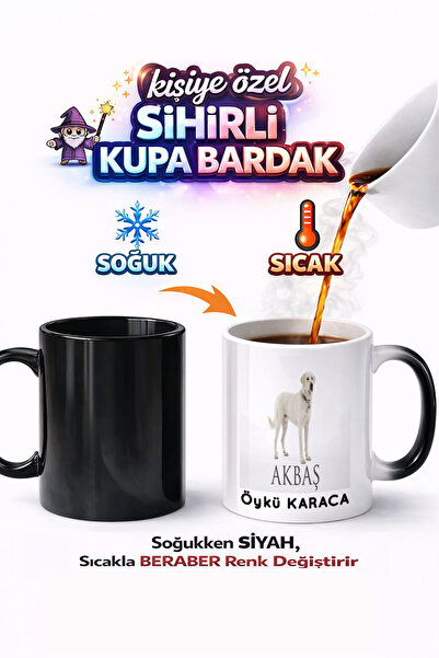 Kirbi Reklam Animal Akbaş Dog Shepherd Dog Double Sided Printed Porcelain Mag...