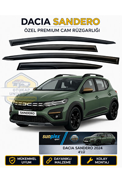 SUNPLEX Dacia Sandero 2024 Cam Rüzgarlığı Takım 4'lü Takım Rüzgar Kesici, Yağ...