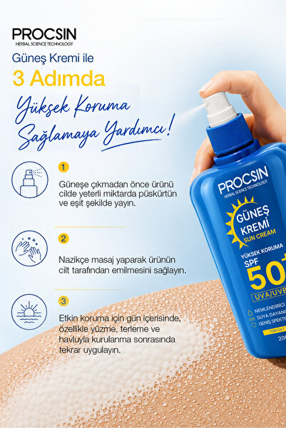 PROCSIN 50+ SPF Yüksek Koruma Güneş Kremi 200 ML