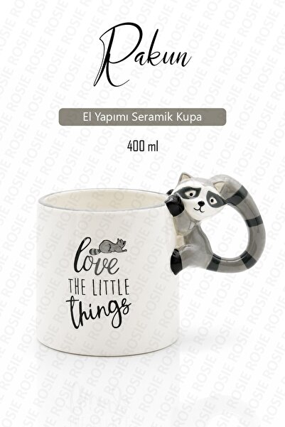 Rosie Handmade Mug with Raccoon Figure - Mug, 400 ml