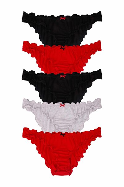 Dominant Női pamut színes fodros bikini bugyi 5 darabos csomag (S-M-L)