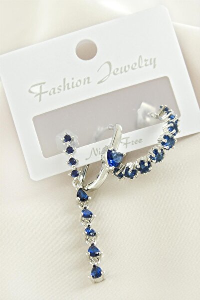 ZERO LAND Glblseme 3 Pcs Heart Zircon Stone (194447) Earrings-Silver Color