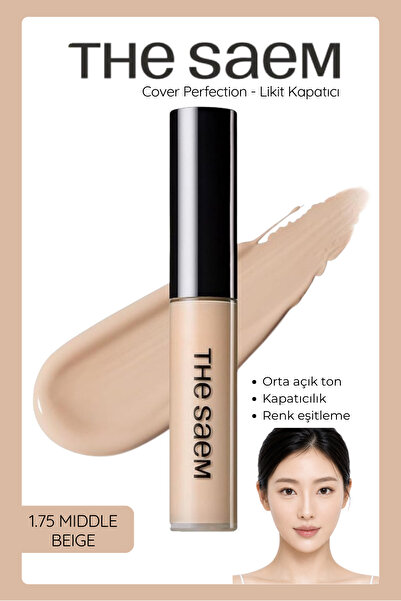 THE SAEM Uzun Süre Kalıcı Likit Kapatıcı Cover Perfection Tip Concealer - 1.7...