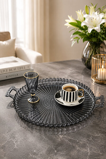 YzHome Mika Kristal Kulplu Sunum Tepsisi Organizer Düzenleyici Tepsi 36*30CM
