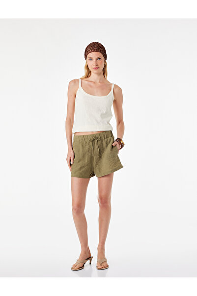 Koton Linen Look Lace-Up Waist Mini Micro Shorts