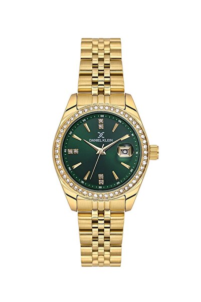 Daniel Klein Kadranı Yeşil Kordonu Gold Renk 32,5 Mm Hediye Paketli Kadın Kol...
