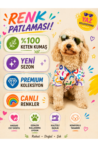 Buf & Buf Color Splash - Kedi Köpek Kıyafeti Gömleği Küçük Orta Irk Tarz Sahi...