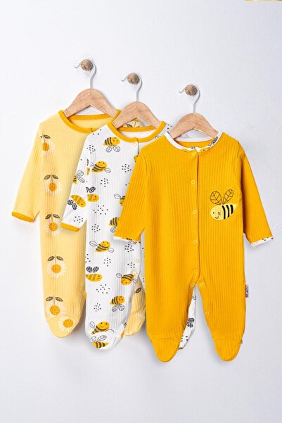 ENİA BABY Kız Erkek Bebek Pamuklu 3-6-9 Ay 3'lü Tulum Seti