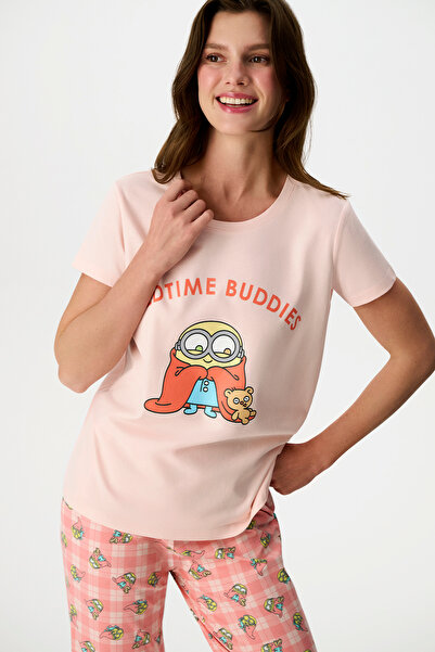 Penti Açık Pembe Minions Pamuklu Pantolon Pijama Takımı