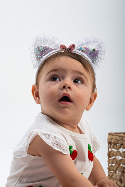 Rocha Baby Girl's Lace Detailed Transparent Eared Crown - Sparkling Hair Acce...