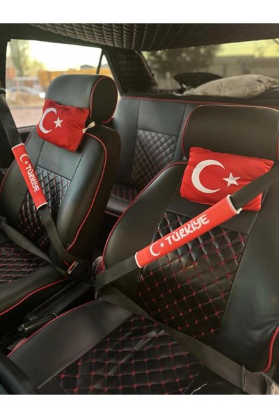 TKY Boyun Yastık Emniyet Kemer Pedi Türkiye Kırmızı