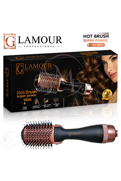 Glamour Professional Hot Air Brush 2 in 1 Hair Curler & Hair Straightener (15...