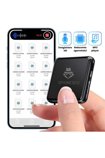 Spionescu Mini reportofon cu microfon ascuns și baterie încorporată - GL-35 -...