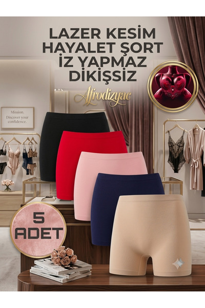Afrodizyac 5'li Lazer Kesim Dikişsiz İz Yapmaz Hayalet Şort/Boxer(Extra Esnek...