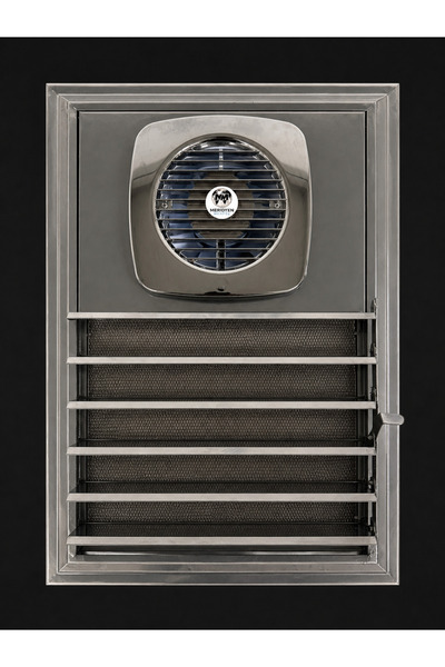 Meridyen Menfez 40X55 Aluminum Chrome Bathroom Shutter with Fan