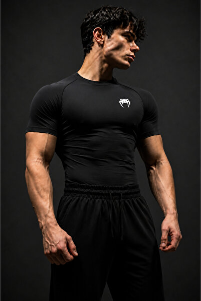 Stylovi Μπλουζάκι γυμναστικής UFC x Venum Premium Compression Μαύρο Ειδικό Υφ...