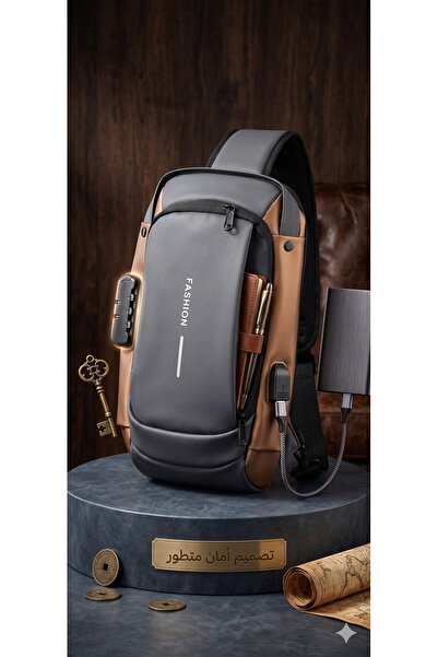 Primo Plus brownWith black Anti Theft SlingBagwaterproofChest Daypack WithUsb...