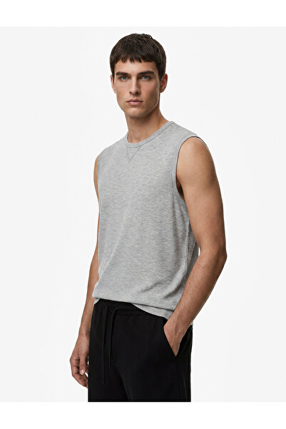 Koton Cotton Sleeveless Crew Neck Basic Sports Undershirt with Stitching Detail