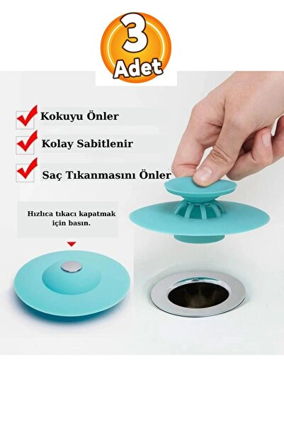 ZUZU MADE 3 Adet Küvet Lavabo Banyo Tıkacı Süzgeci Gider Tıkacı Tıkaç Evye Tıpa