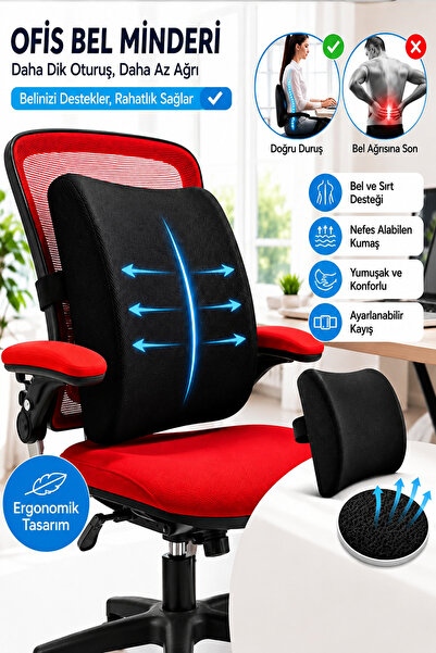 baffhome Visko Bel Ve Sırt Minderi Yastığı Oto Araç Ofis Koltuk Sırt Bel Dest...