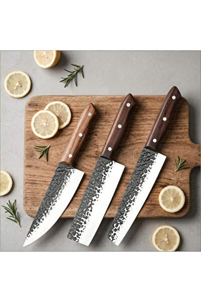 Generic 3-Piece Hand Forged High Carbon Steel Kitchen Knife Set | Ergonomic W...