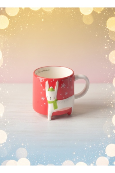 Tohana Winter Themed Ceramic Mug with 3D Animal Figures 420 ml