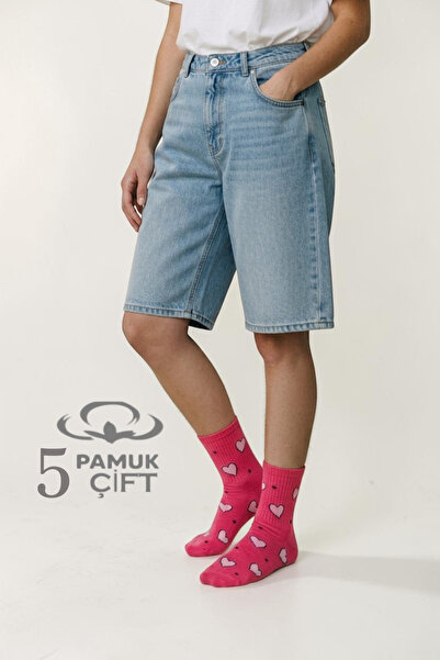 Socks Stores Σετ 5 ζευγαριών γυναικείες κάλτσες με πολύχρωμα σχέδια καρδιές -...