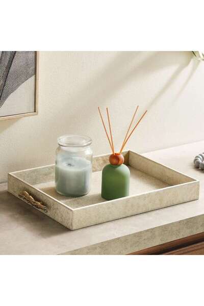 PAN HOME Arina Hairon Leather Tray 40x30x5cm - Gold