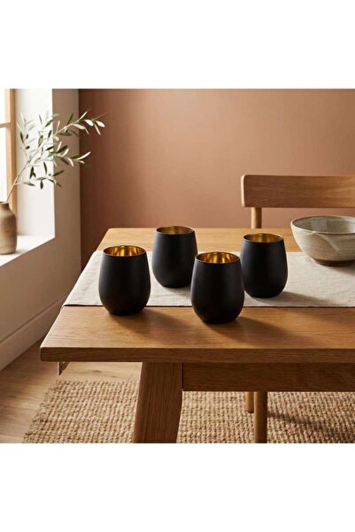PAN HOME Ciara 4-piece Dof Glass Set 350ml - Matt Black