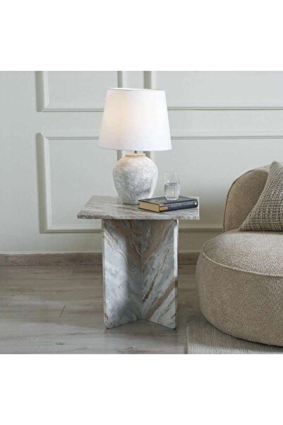 PAN HOME Bisaga End Table Marble - Beige Brown
