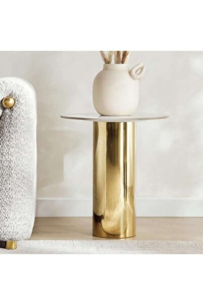 PAN HOME Doran End Table - White & Gold