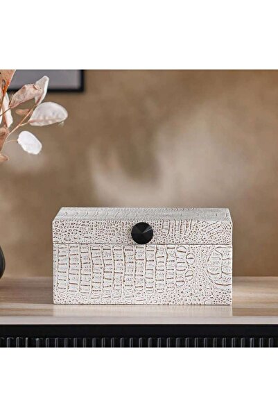PAN HOME صندوق ديكور بوسطن من البولي يوريثان 24×18×11 سم - أبيض فاتح