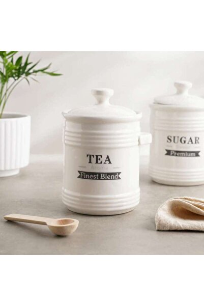 PAN HOME Luisa Tea Canister With Spoon 700ml - White