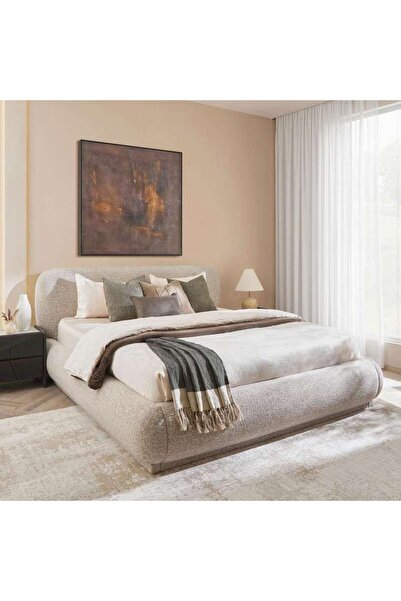 PAN HOME Terra King Bed 180x200 Cm - Beige & Light Brown