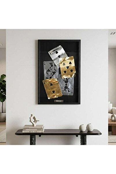 PAN HOME Nevule Playing Cards Shadow Box 60x90cm - Silver & Gold