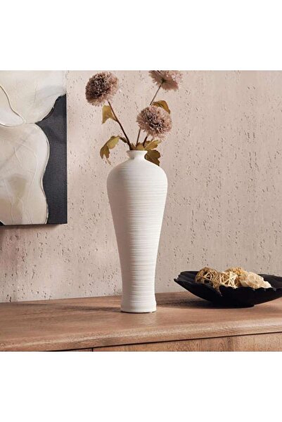 PAN HOME Liane Terracotta Vase 12x12x32cm - White