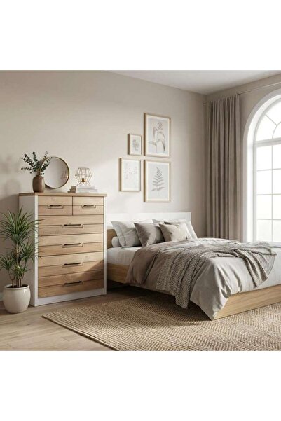 PAN HOME Silvino Chest Of Drawer With 6 Drawers Mdf - White