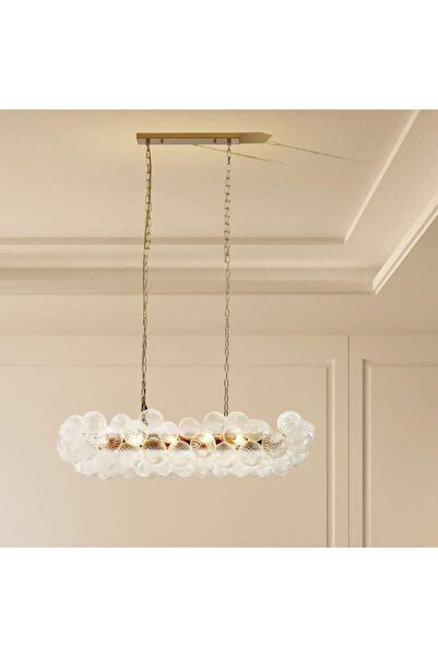 PAN HOME Leonardo Handcrafted Glass 10-light E14 Chandelier 125x50x28cm - Gold