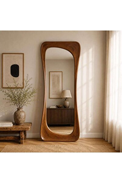 PAN HOME Mirran Solid Wood Floor Mirror 80x180cm - Brown