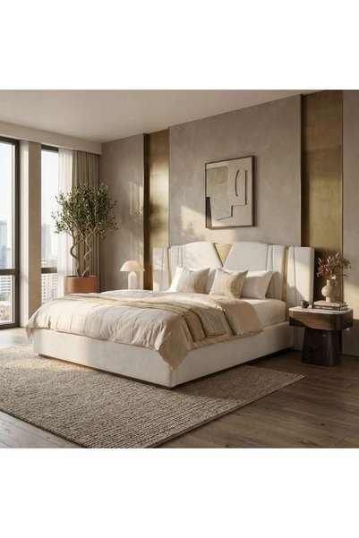 PAN HOME Zainab King Bed 180x200 - Beige