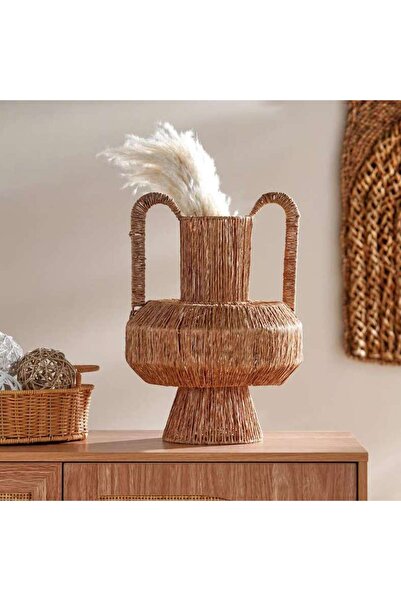 PAN HOME مزهرية تارا من الخيش بمقبضين 30×17×44 سم - طبيعية