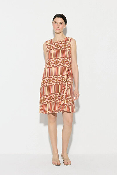 Gusto Rochie din viscoză cu model geometric - Roz