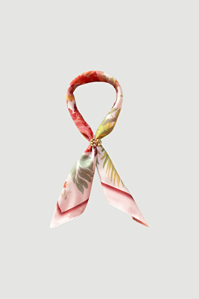 Gusto Floral Print Scarf with Ring - Powder