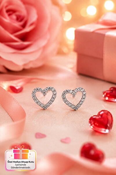 Lucente Jewellery 925 Ayar Gümüş Kaplama Minimal Kalp Rodyumlu Aşk & Şans Get...