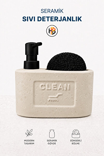HOBİLON Seramik Mutfak Lavabo Deterjanlık - Düzenleyici Bulaşık Deterjanlığı ...
